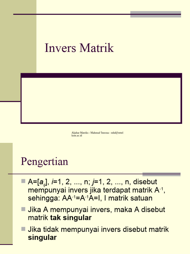 Bab 3 Invers Matrik | PDF