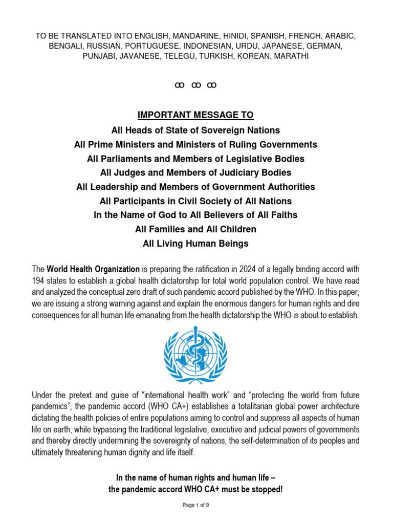 WHO CA+: Global Health Control Threat | PDF | World Health Organization ...