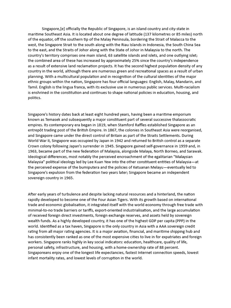 Singapura | PDF | Singapore | World Politics