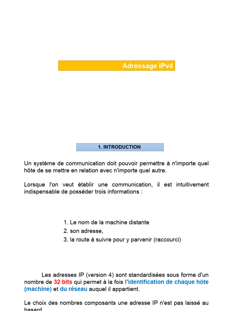 Guide complet sur l'adressage IPv4 | PDF | Adresse IP | Architecture ...