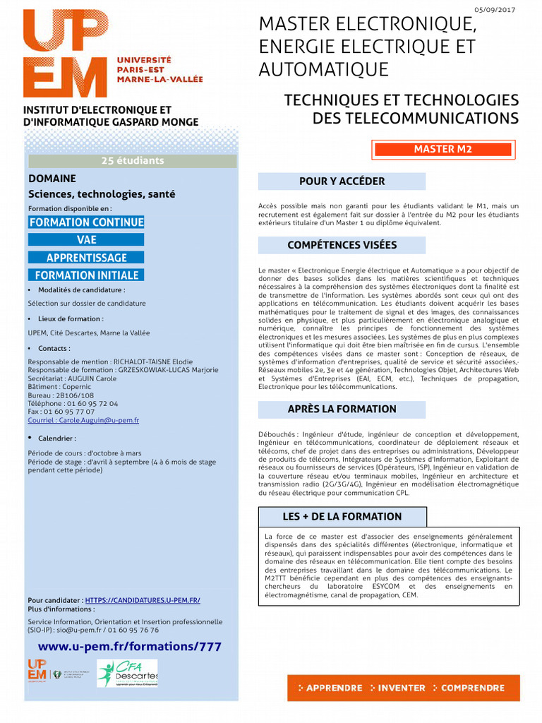 Master en Télécommunications et Électronique | PDF | Télécommunications ...