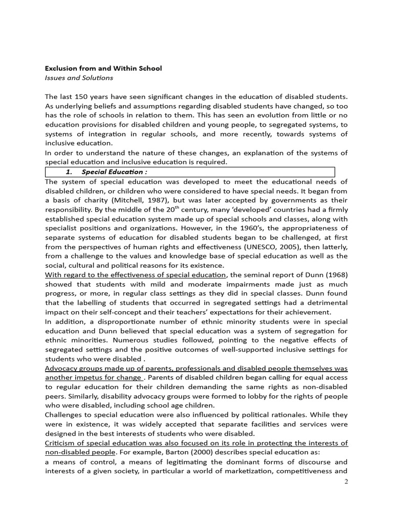 Exclusion and Inclusion in Education | PDF | Social Exclusion ...
