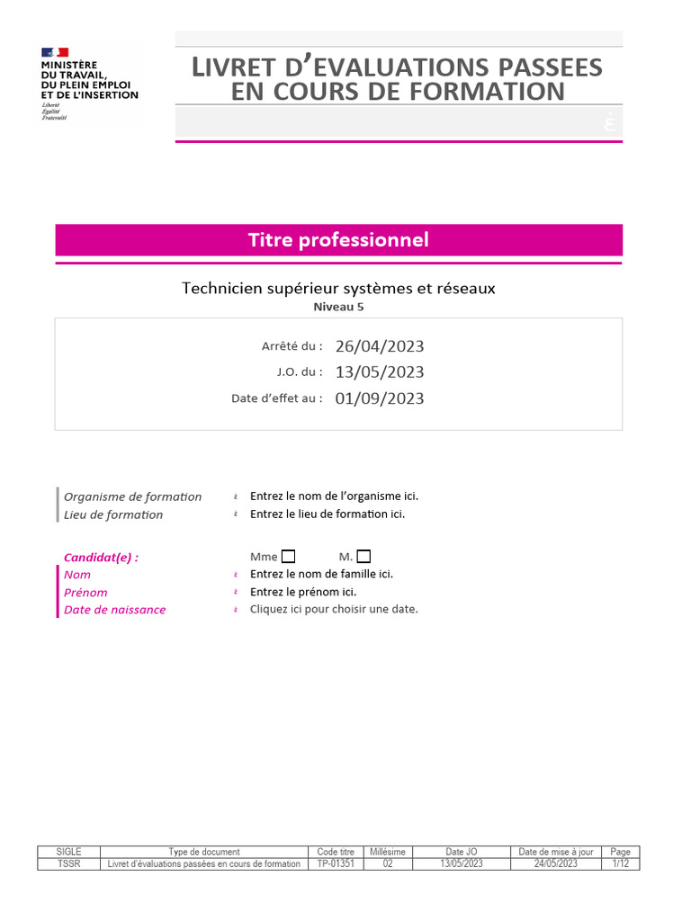 Livret d'évaluations TSSR 2023 | PDF | Serveur (Informatique ...