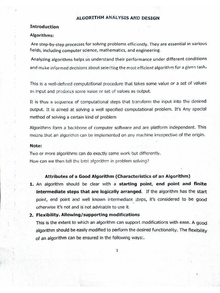 ALGORITHM ANALYSIS AND DESIGN Notes | PDF