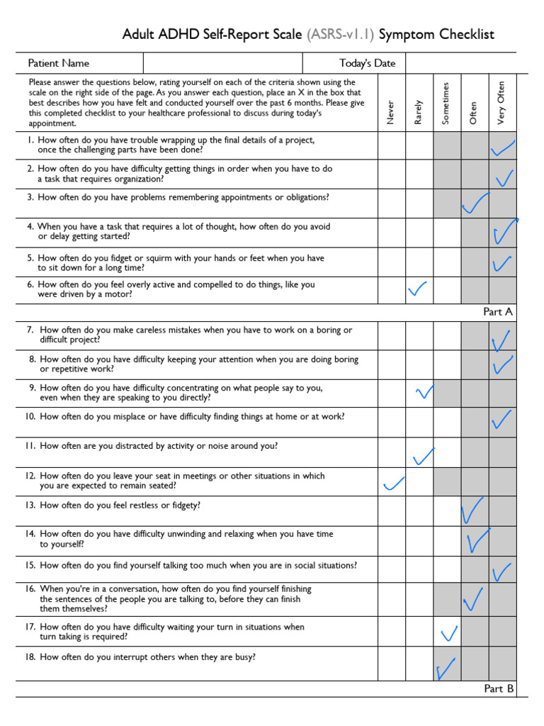 Adult adhd self report scale symptom checklist asrs v1 1 pdf