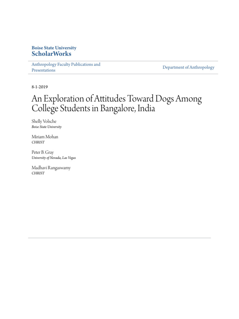 An Exploration of Attitudes Toward Dogs Among College Students in - 1 ...