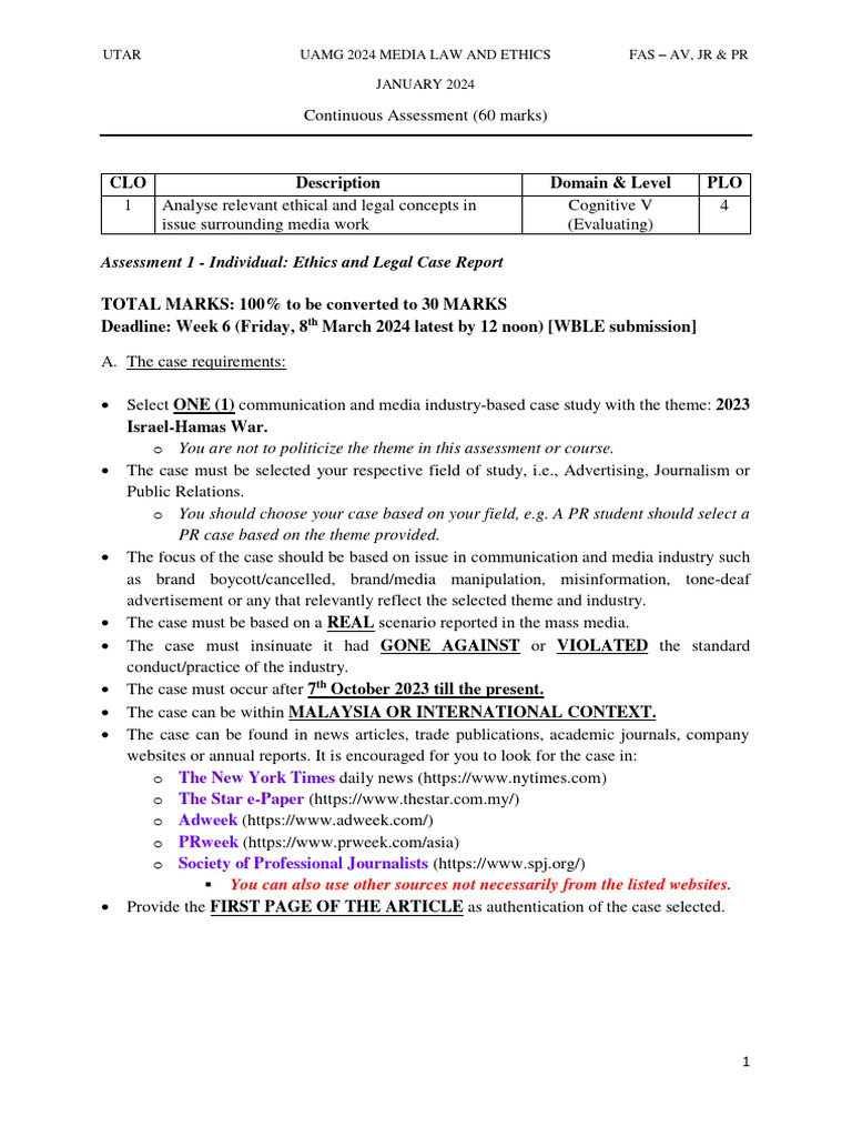 JAN 2024 UAMG2024 MLAE - Assessments Guideline | PDF | Video | Apa Style