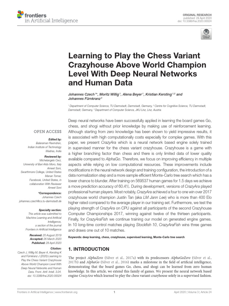 Deep Learning for Crazyhouse Chess | PDF | Deep Learning | Artificial ...