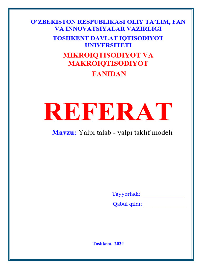 Yalpi Talab Yalpi Taklif Modeli | PDF