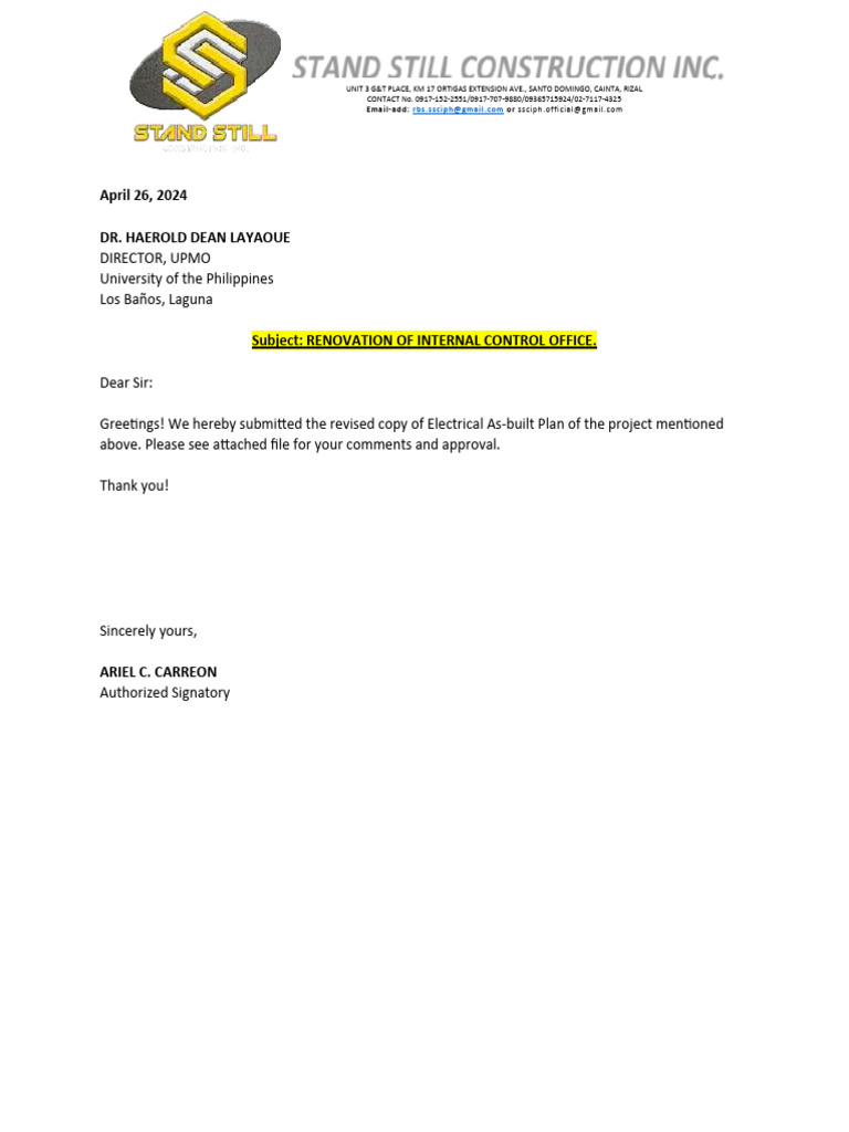 Request Letter Standstill PDF