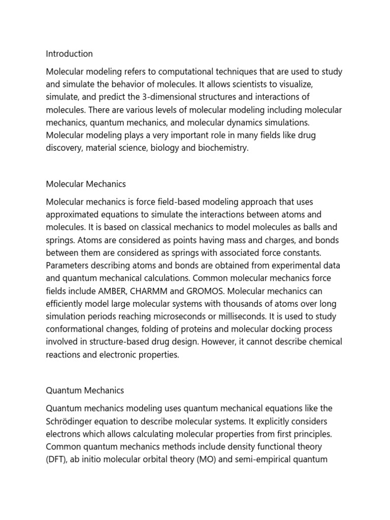 Molecular Modeling Pdf Computational Chemistry Drug Design
