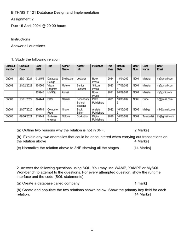 Database Design Assignment 2 Guide | PDF | My Sql | Databases