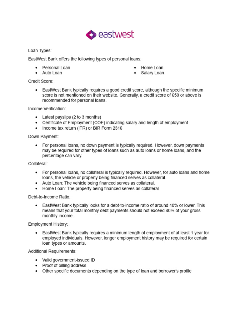 List Of Loan Types