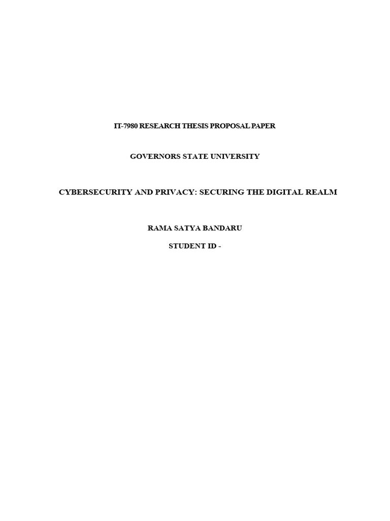 Thesis Topic Proposal Paper Cybersecurity Pdf Security Computer