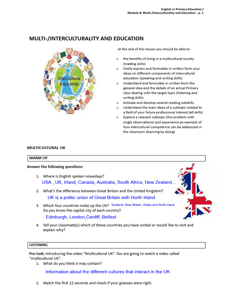 Multicultural Education in the UK | PDF | Vocabulary | Stress (Linguistics)