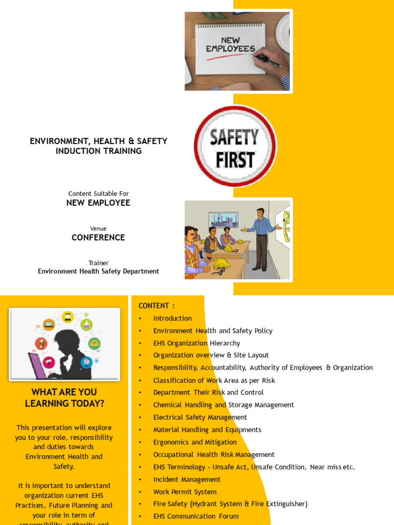 EHS Induction Training for New Employees | PDF | Occupational Safety ...