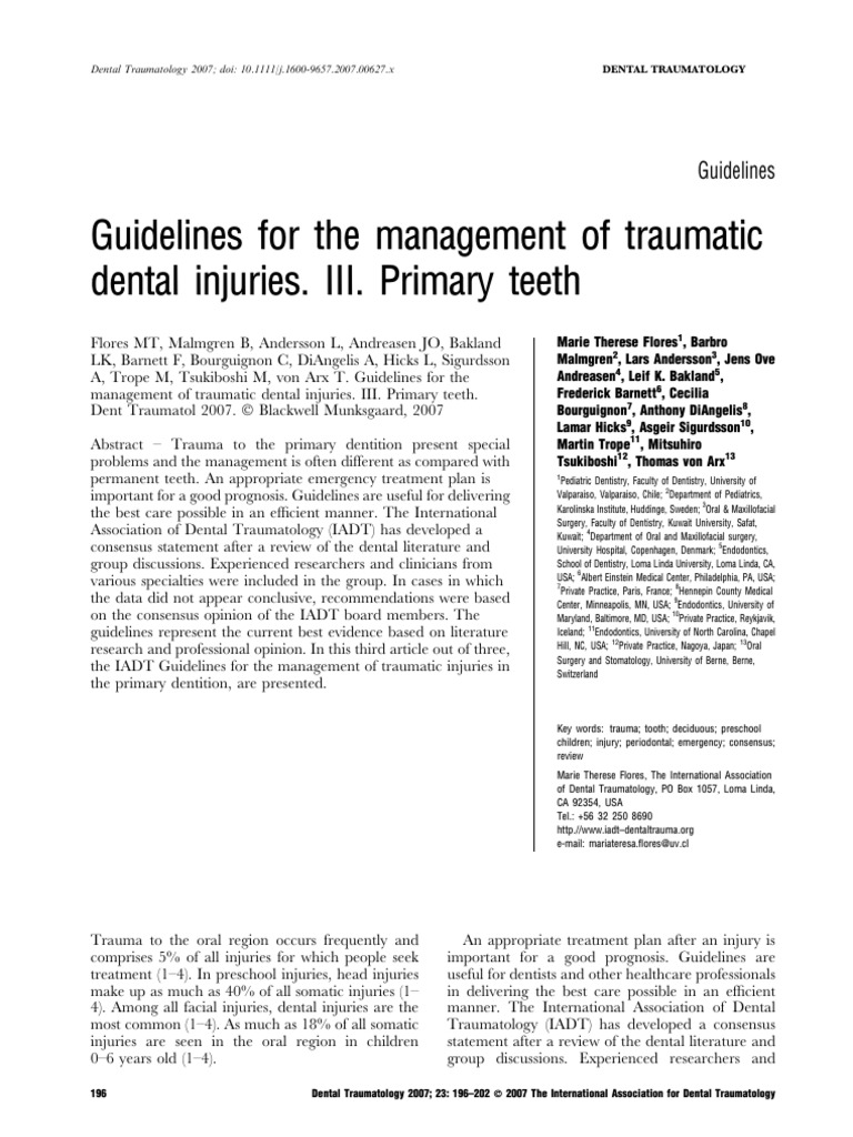 dental-traumatology-2007-flores-guidelines-for-the-management-of