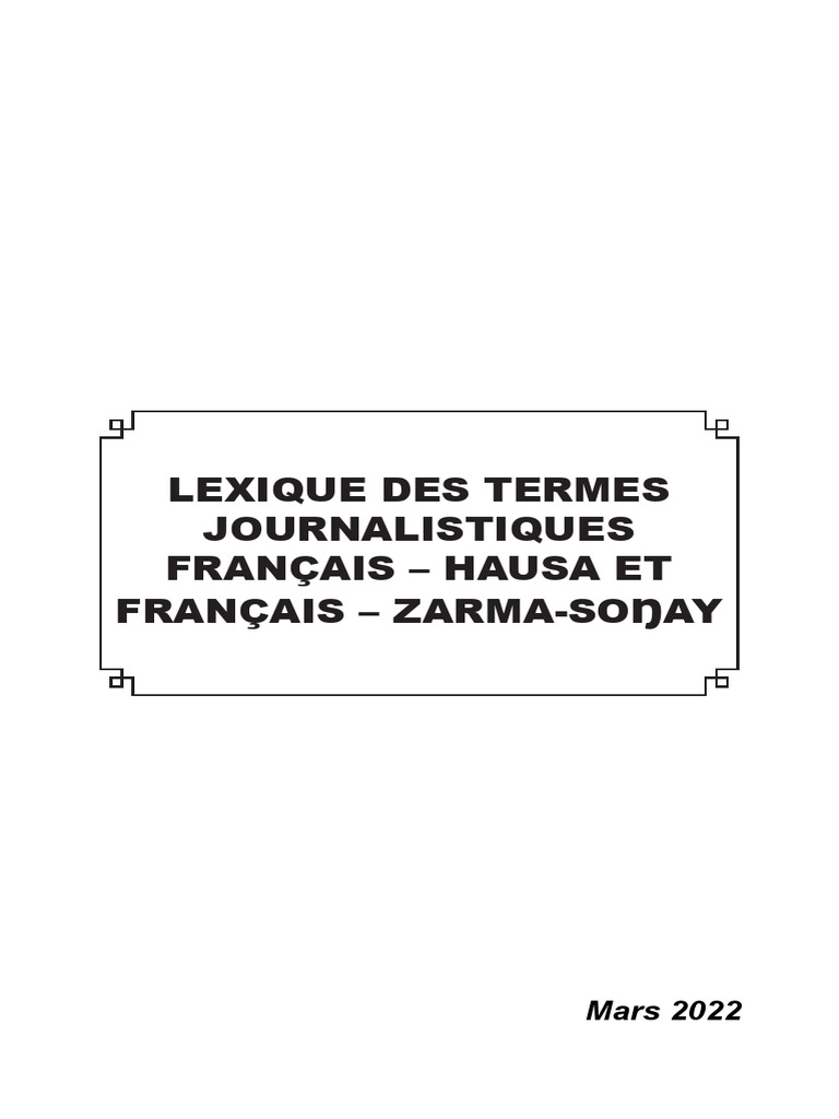 Lexique Journalistique Français-Hausa | PDF | Journalisme | Radiodiffusion