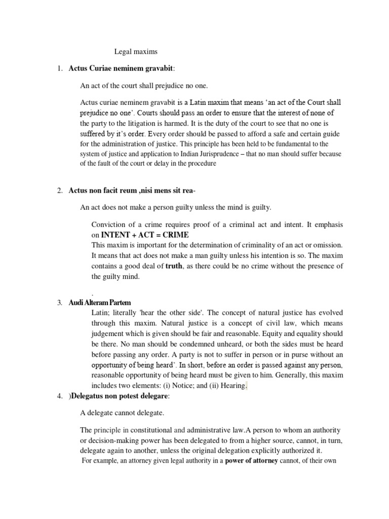 Legal Maxims PDF Jargon Civil Law (Legal System)