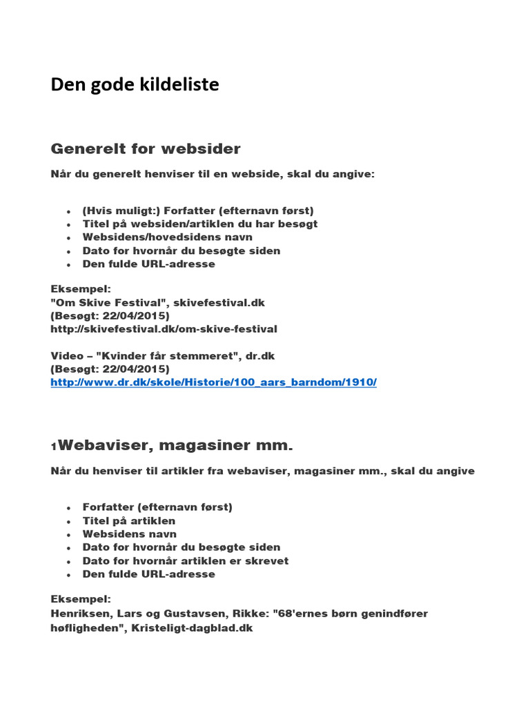 Den Gode Kildeliste A | PDF