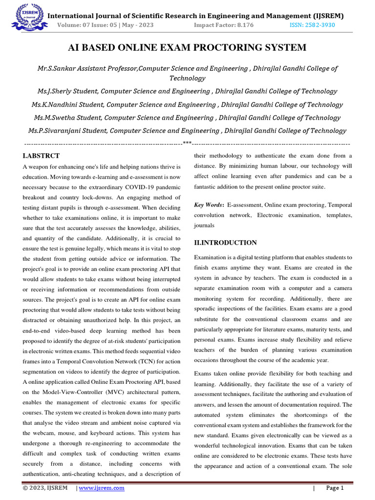 AI-Driven Online Exam Proctoring System | PDF | Artificial Intelligence ...