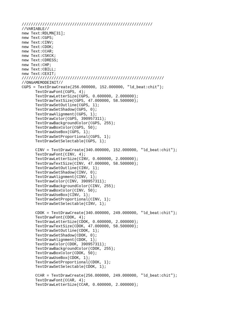 TextDraw Setup for Game UI | PDF | Computers