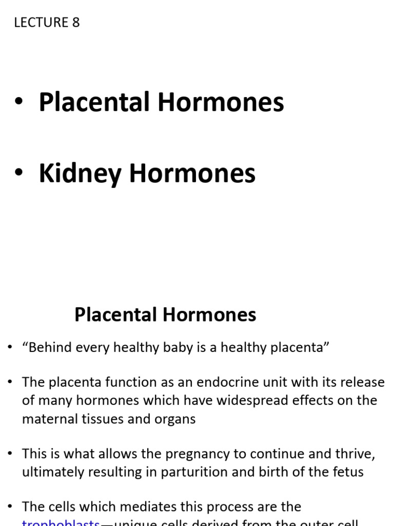 9.placental and Kidney Hormones Notes | PDF | Human Chorionic ...
