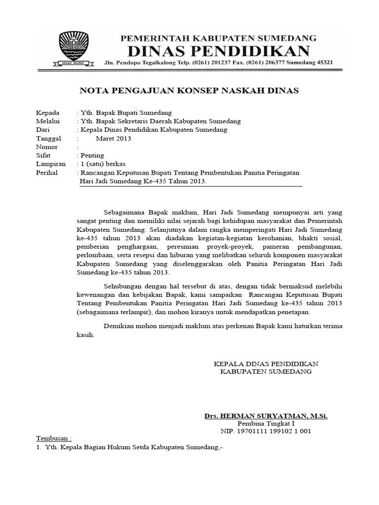 Nota Dinas Pembentukan Panitia Hari Jadi | PDF