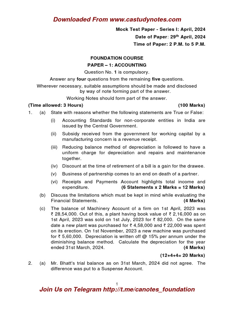 CA Foundation June 2024 Accounting MTP | PDF | Equity (Finance) | Banks