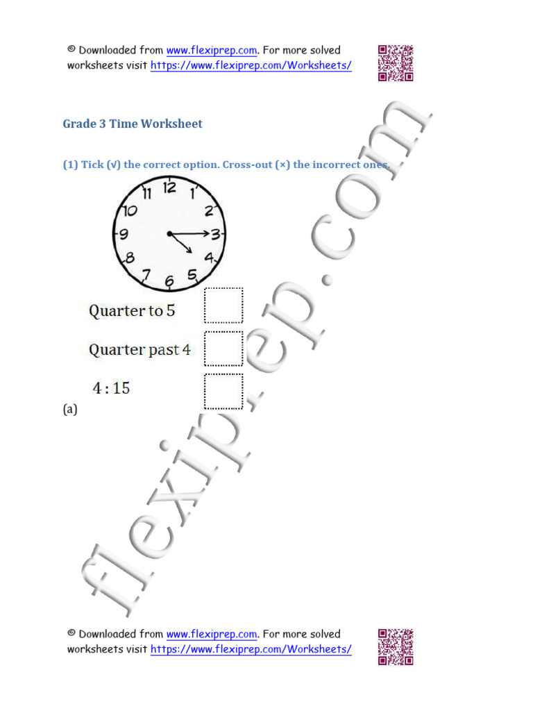 Grade 3 Time Worksheet Answers | PDF