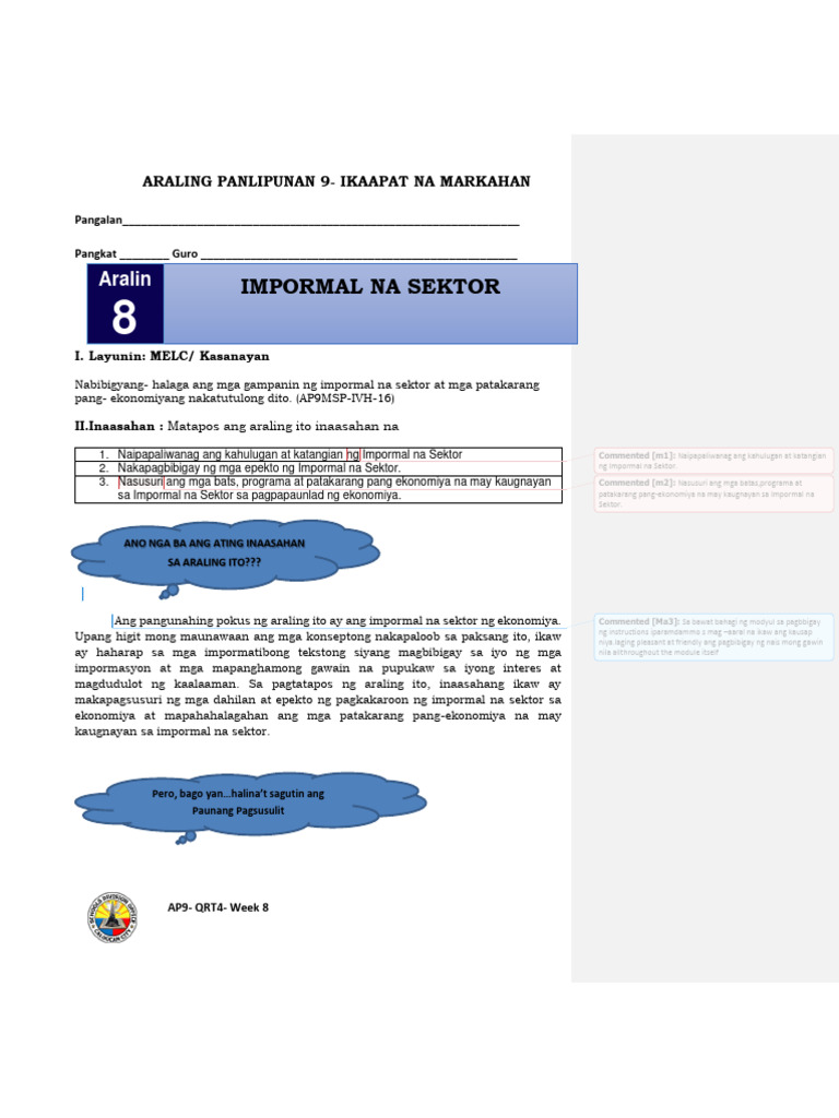 9 AP QRT. 4 Week 8 | PDF