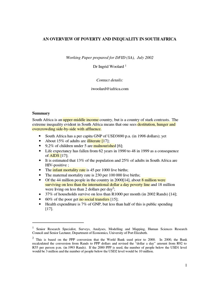 Poverty and Inequality in South Africa | PDF | Poverty | Poverty ...
