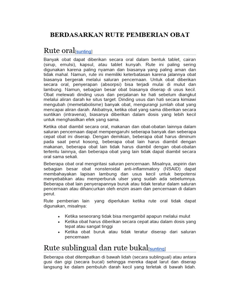 Berdasarkan Rute Pemberian Obat | PDF | Pengembangan Diri | Kesehatan ...