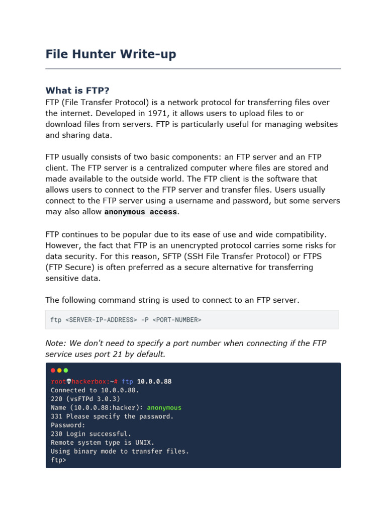 Understanding FTP and Anonymous Access | PDF | File Transfer Protocol ...