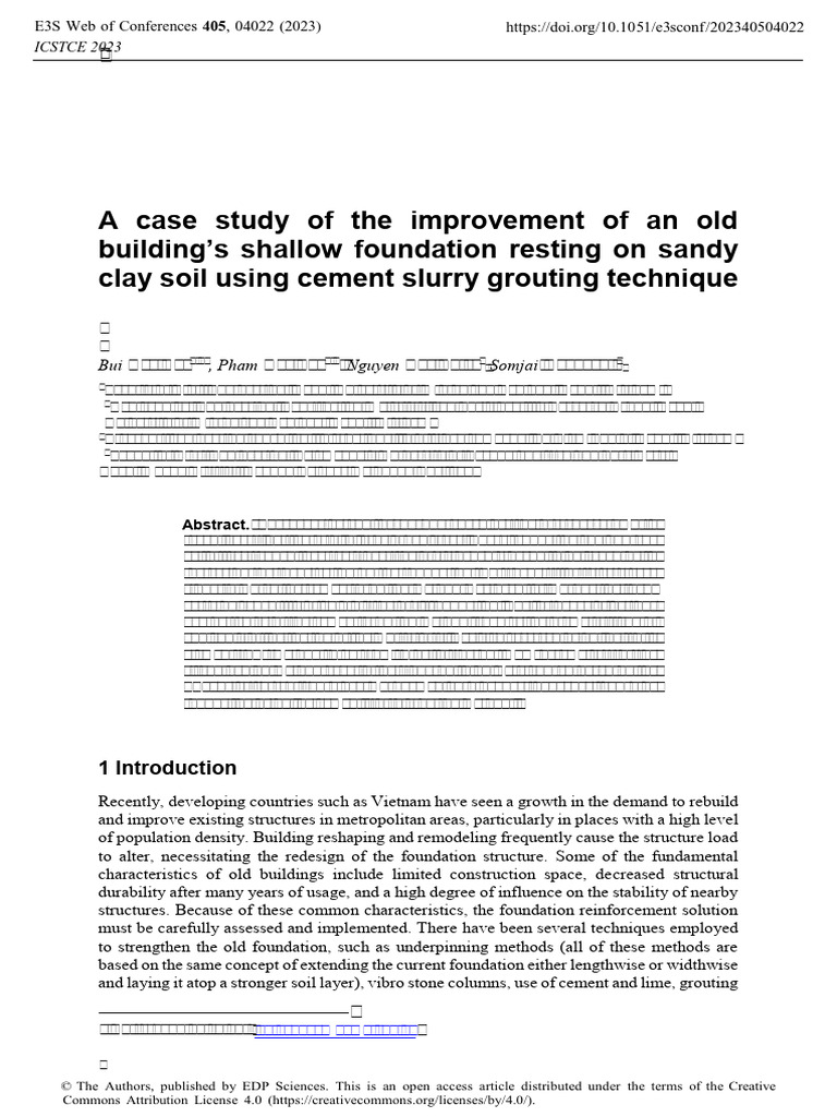 A Case Study of The Improvement of An Old Building's Shallow Foundation ...