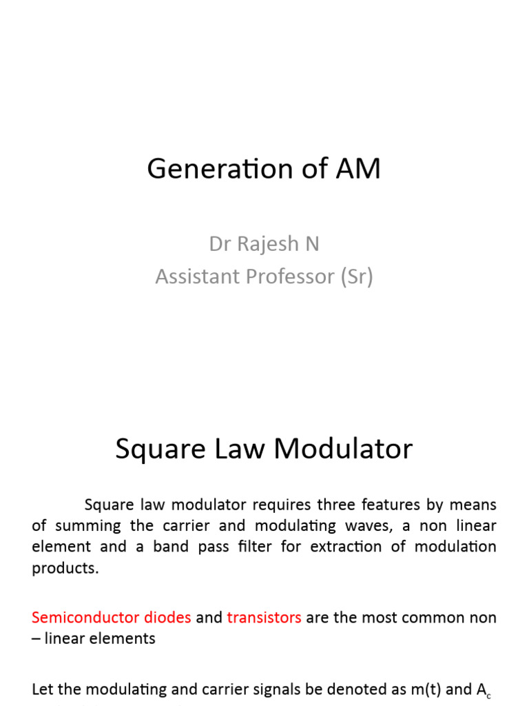 AM Modulation Techniques Explained | PDF | Diode | Modulation