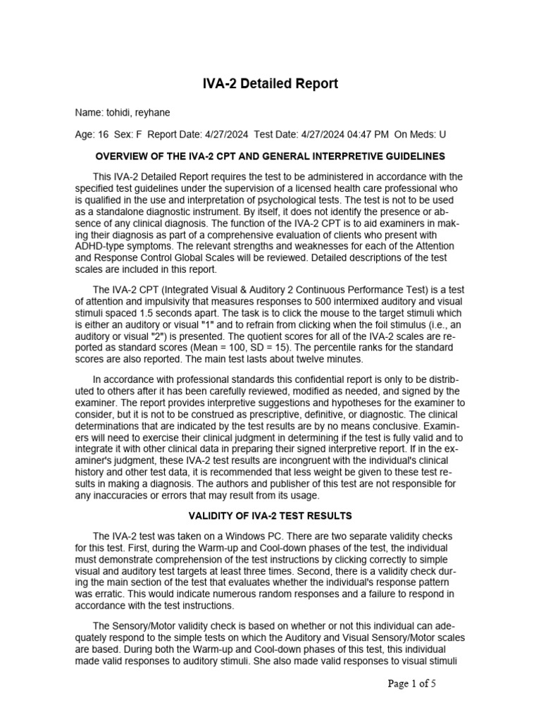 Iva 2 Detailed Report Pdf Mental Chronometry Neuroscience