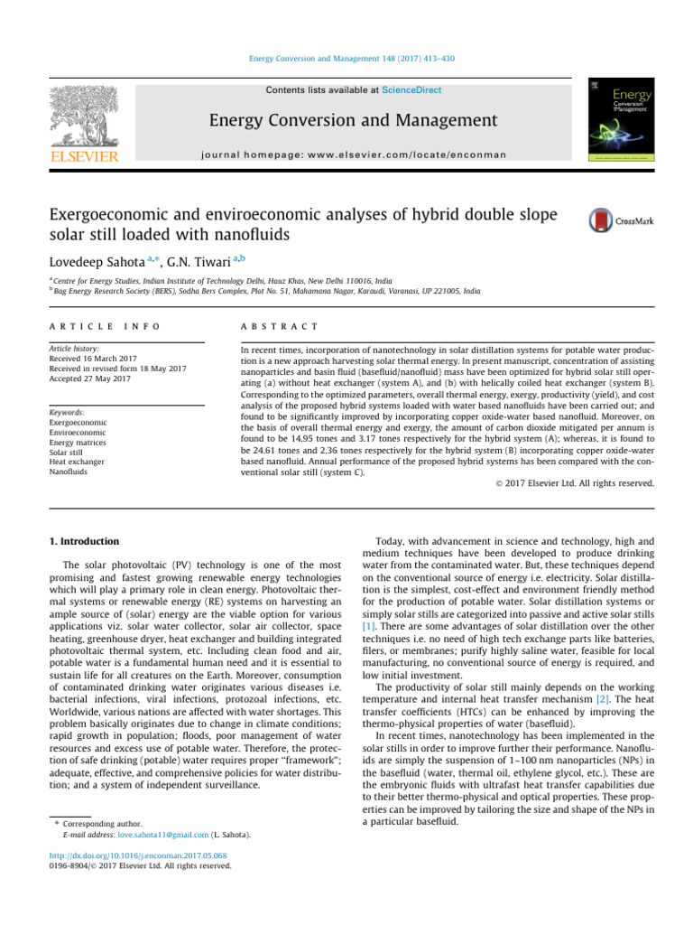 Energy Conversion and Management: Lovedeep Sahota, G.N. Tiwari | PDF ...