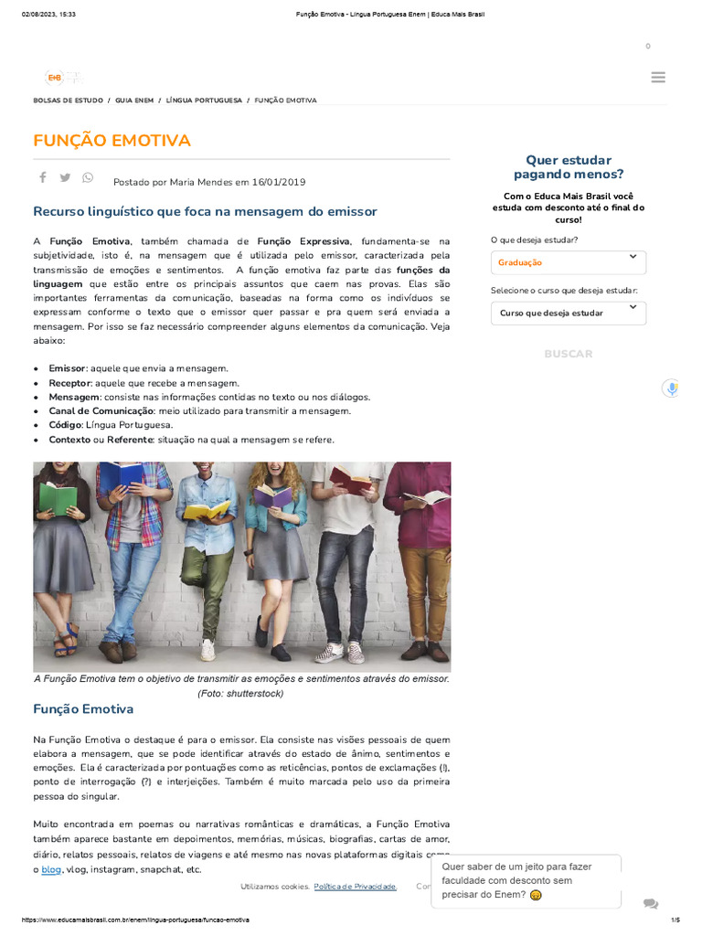 Função Emotiva na Língua Portuguesa ENEM | PDF | Comunicação | Poesia