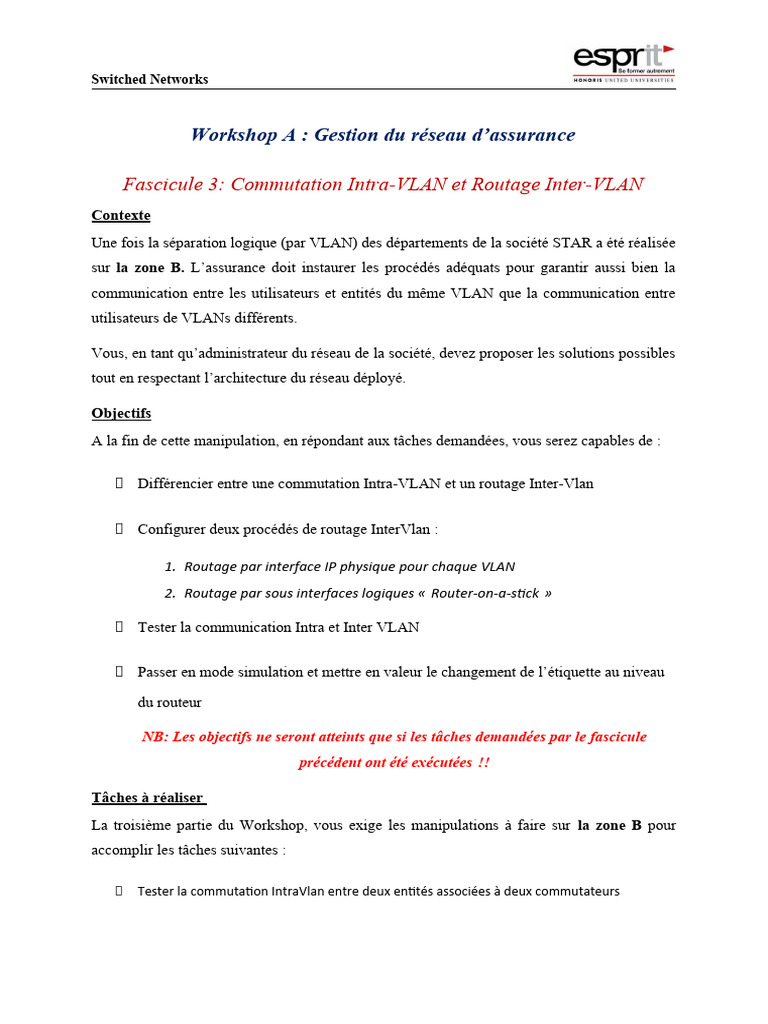 Commutation et Routage VLAN en Réseau | PDF | Commutateur réseau ...
