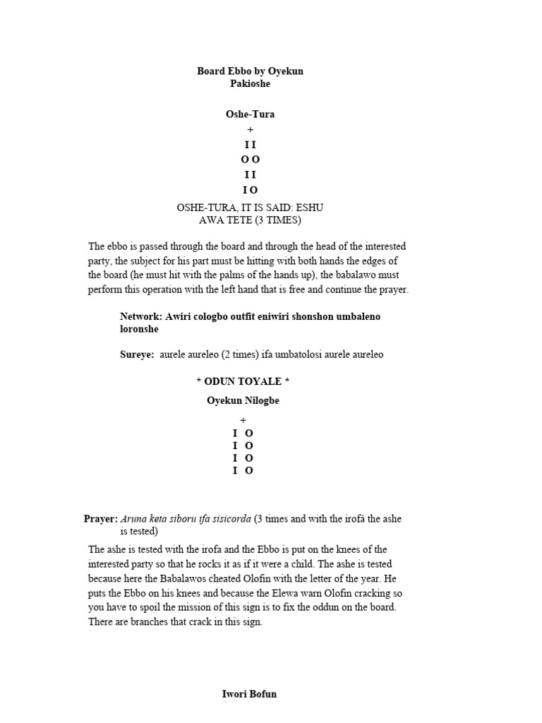 ENGLISH Board Ebbo by Oyekun Pakioshe | PDF | Ethnic Religion