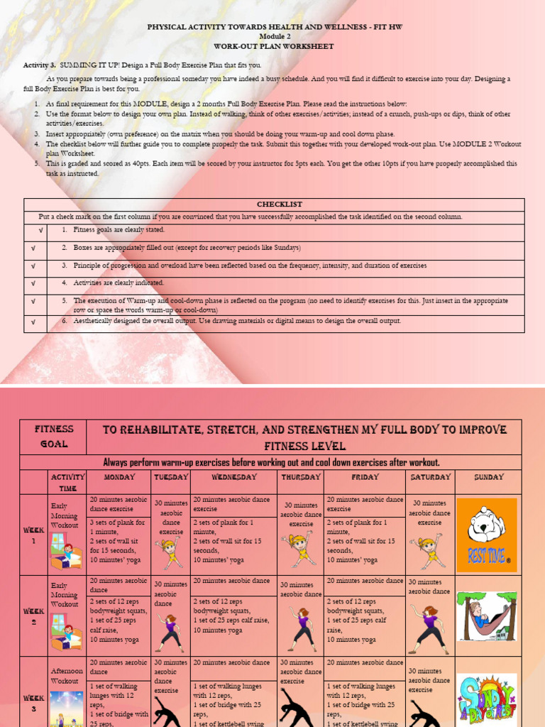 8 Module 2 WORK-OUT PLAN SHEET | PDF | Aerobic Exercise | Kettlebell