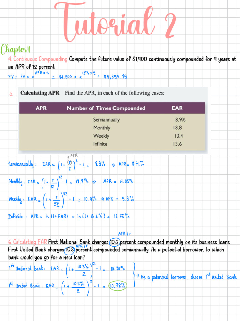 CFI - Tutorial 1-5 | PDF | Net Present Value | Annual Percentage Rate