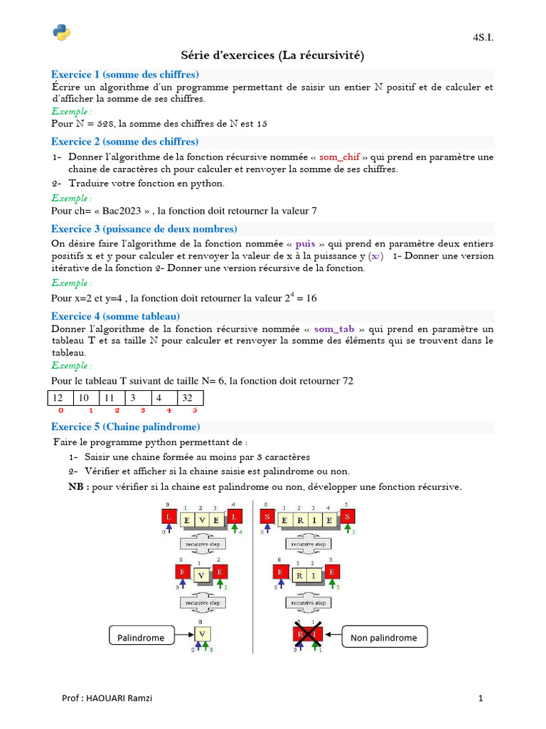 Algorithmes Récursifs en Python | PDF | Informatique | Informatique