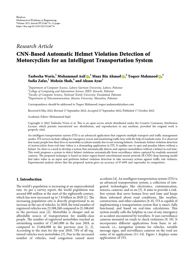 CNN-Based Automatic Helmet Violation Detection of | PDF | Sensitivity ...