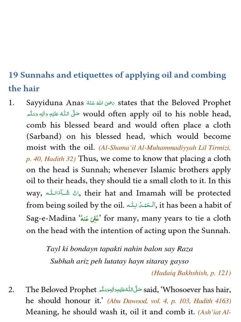 Sunnahs and Manners of Grooming | PDF | Hadith | Beard