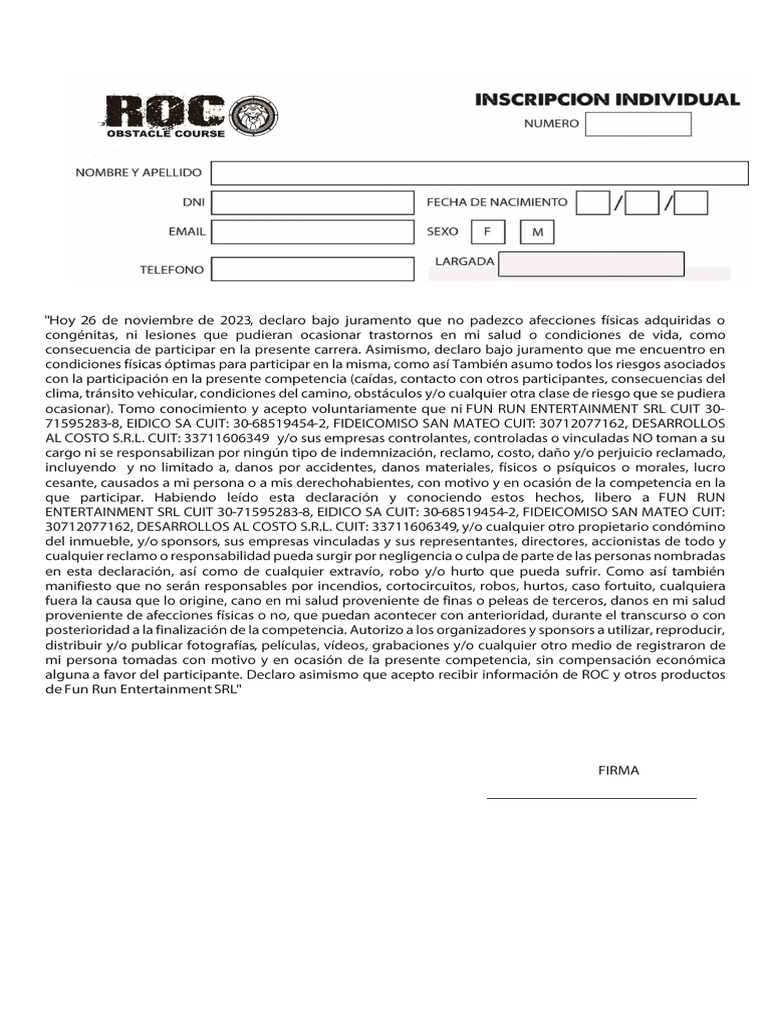 INSCRIPCION INDIVIDUAL ROC Diciembre 2023 | PDF