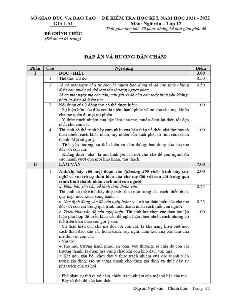 Dap An 1 | PDF