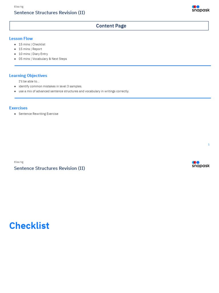 Advanced Sentence Structures Revision Guide | PDF | Linguistics