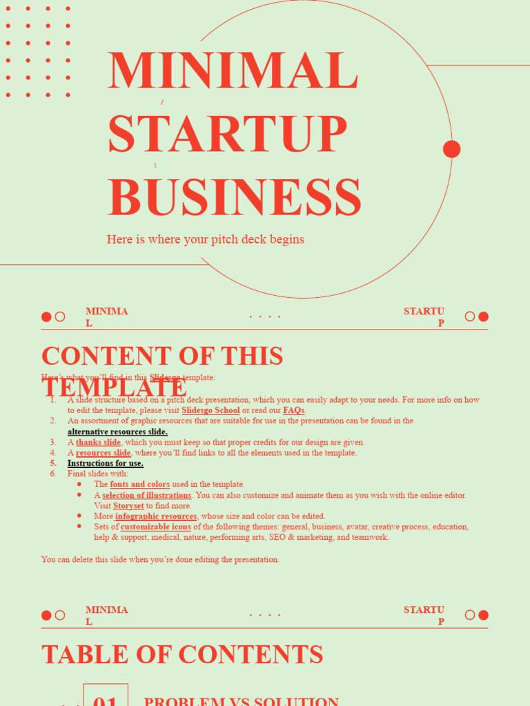 Minimal Startup Pitch Deck Template | PDF | Planets | Planets In Astrology